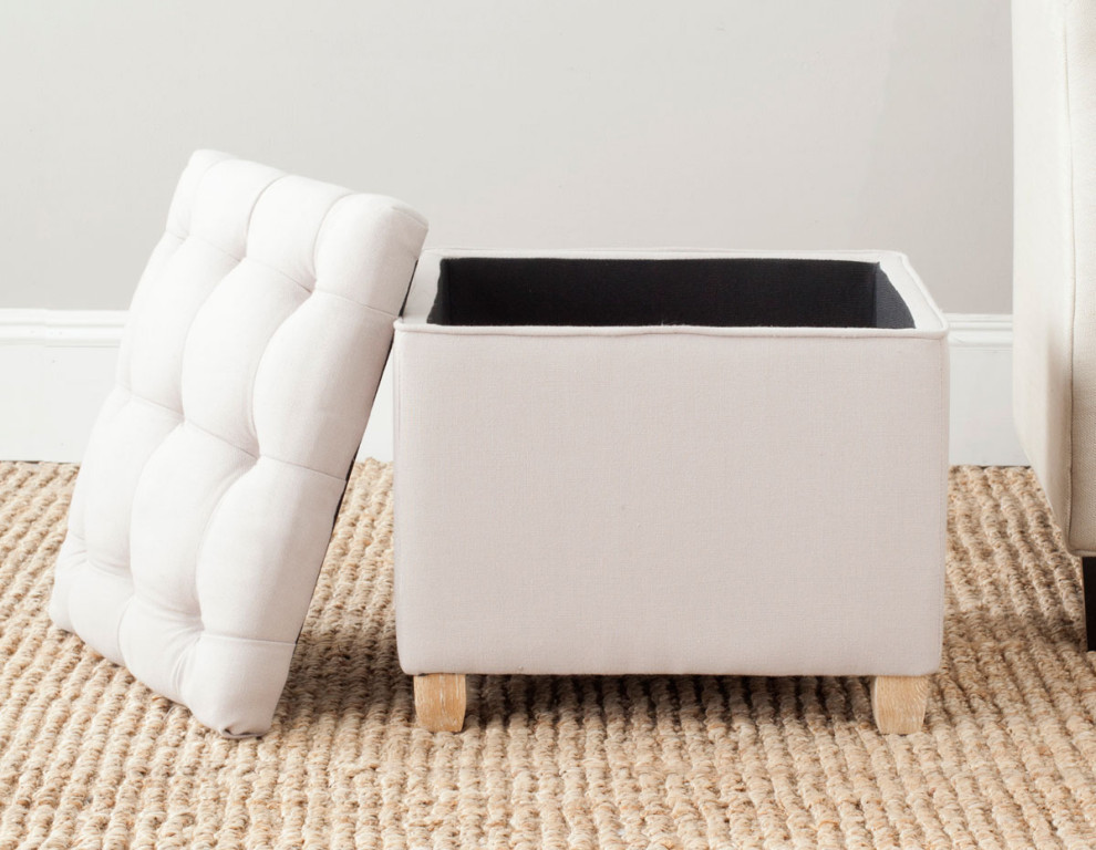 Nia Tuffted Ottoman Taupe   Modern   Footstools And Ottomans   by Virgil Stanis Design  Houzz