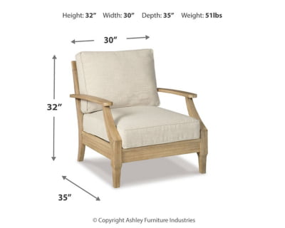 Signature Design by Ashley Outdoor Clare View Eucalyptus Cushioned Deep Seated Lounge Chair, Beige