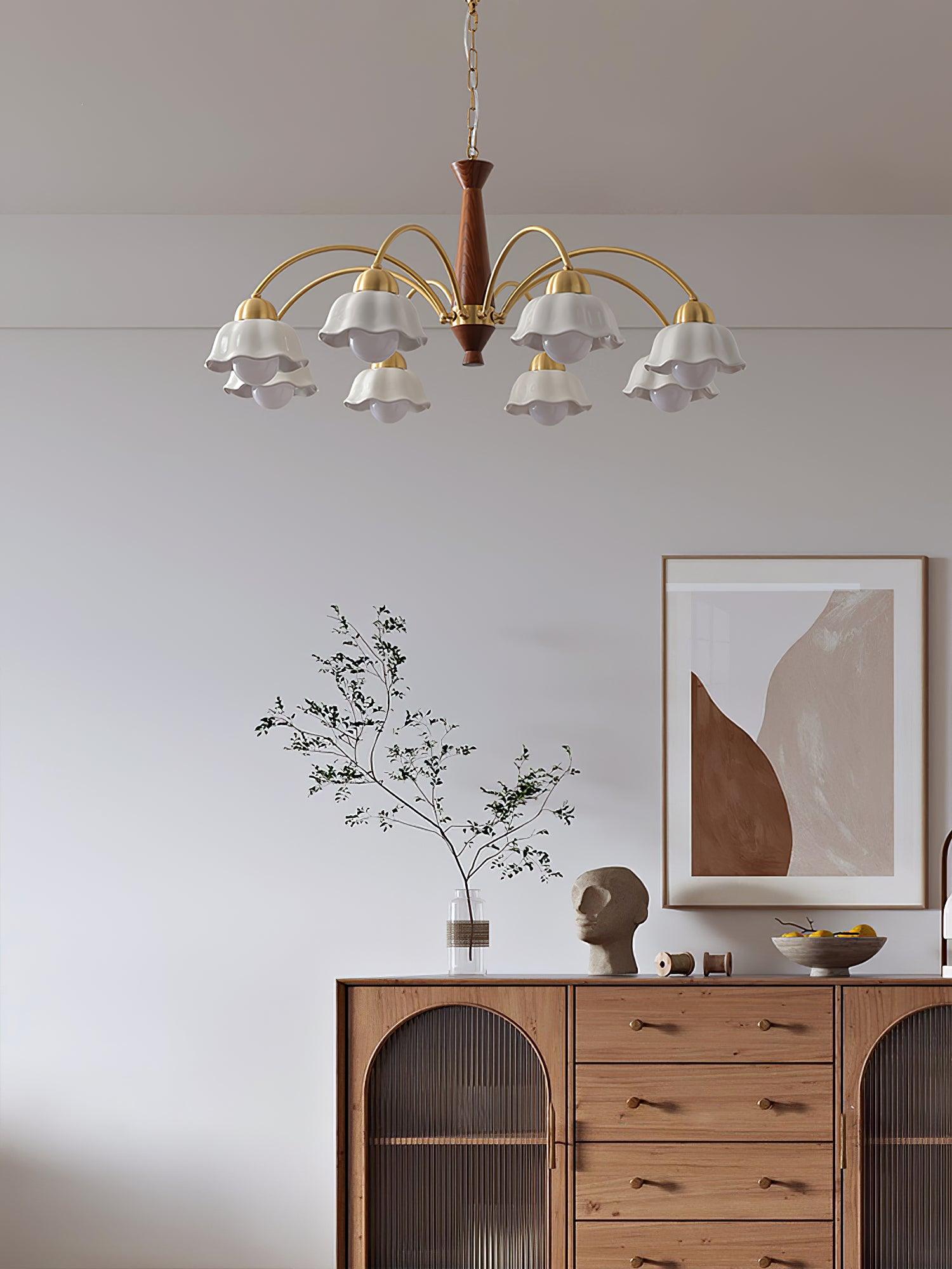 Swedish Modern Brass Chandelier