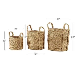 Litton Lane Seagrass Handmade Woven Storage Basket with Handles (Set of 3) 84428