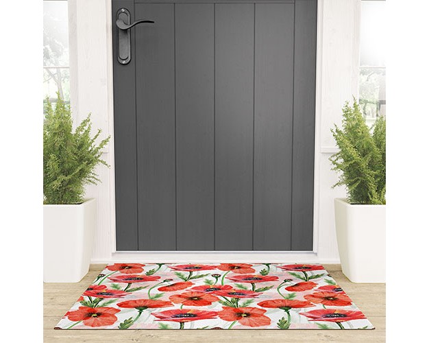 Utart Summer Botanical Poppies Field Welcome Mat Society6