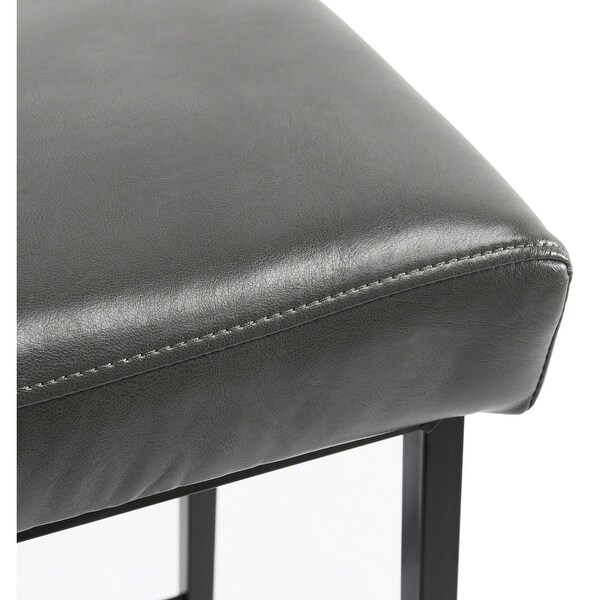 26 Inch Backless Counter Stool with Leatherette Seat， Set of 2， Gray