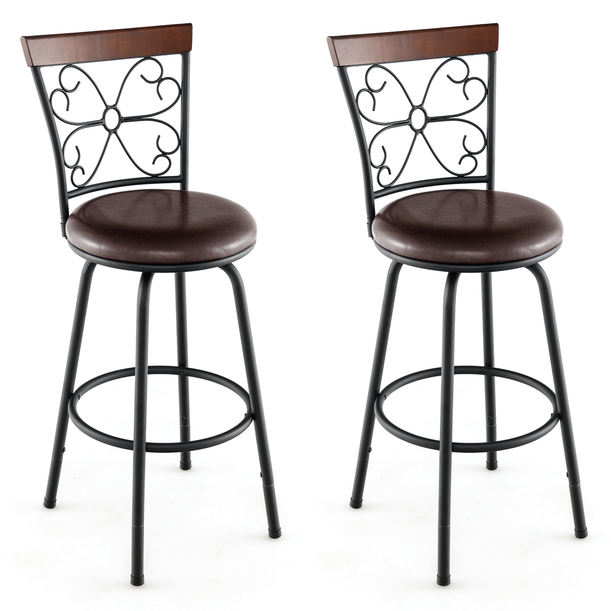 Costway Set of 2 24/30 Inch Adjustable Swivel Barstools Metal Dining