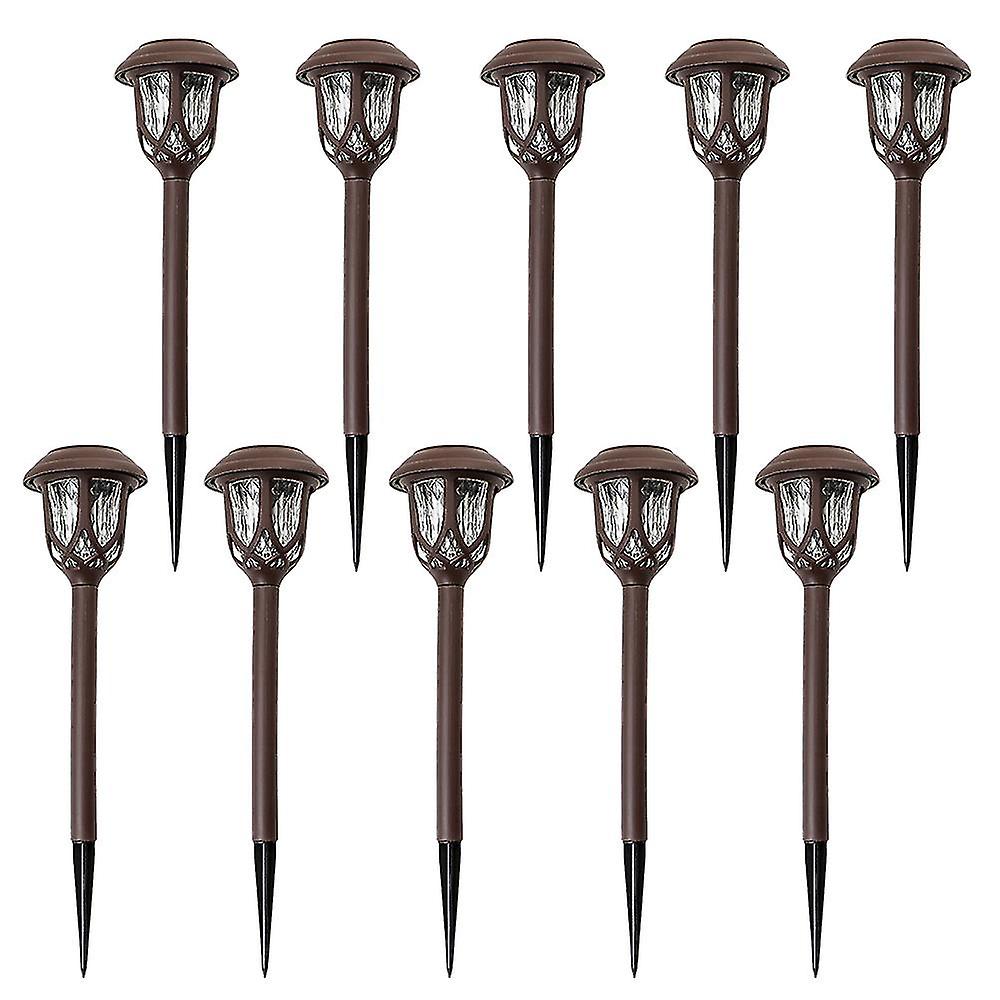 10pcs Stainless Steel Solar Path Lights Outdoor Waterproof Garden Pathway Lights