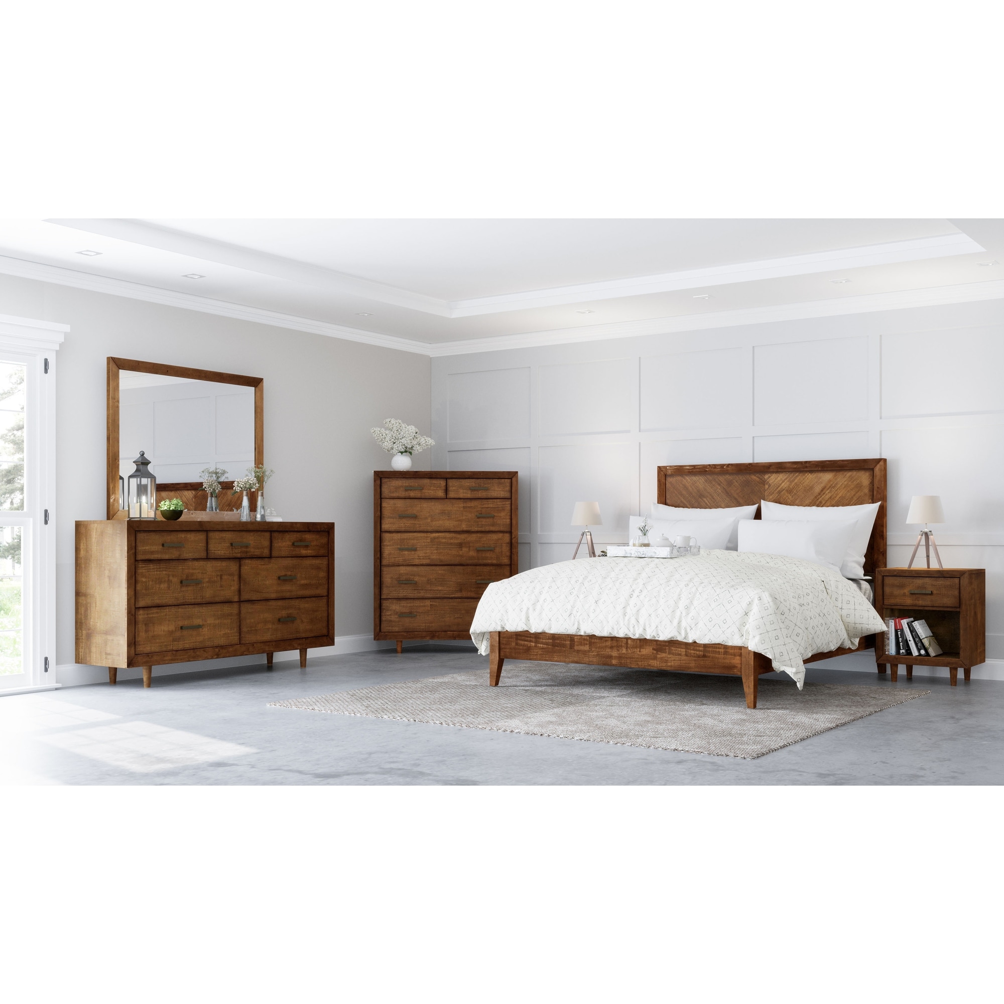 Abbyson Retro Mid-century Modern Wood 6-piece Bedroom Set - - 27173336