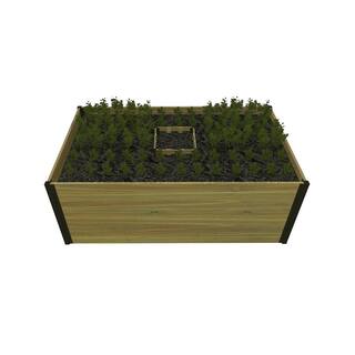 VITA Mezza 3'L x 5'W x 22H Cedar Keyhole Composting Garden Golden Brown VT17702 VT17702