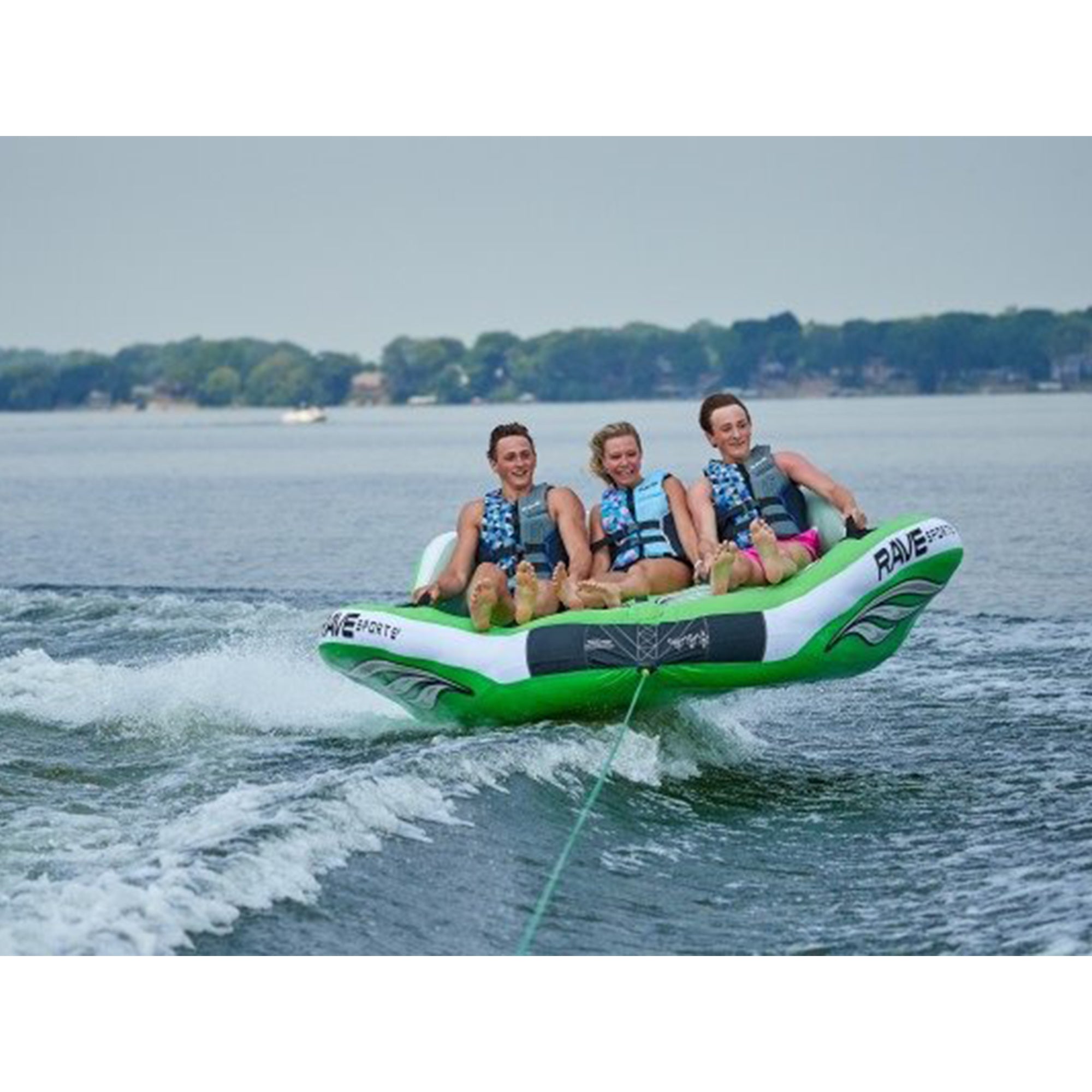 RAVE Sports Inflatable Wake Hawk Towable Boating Water Tube Raft， Green