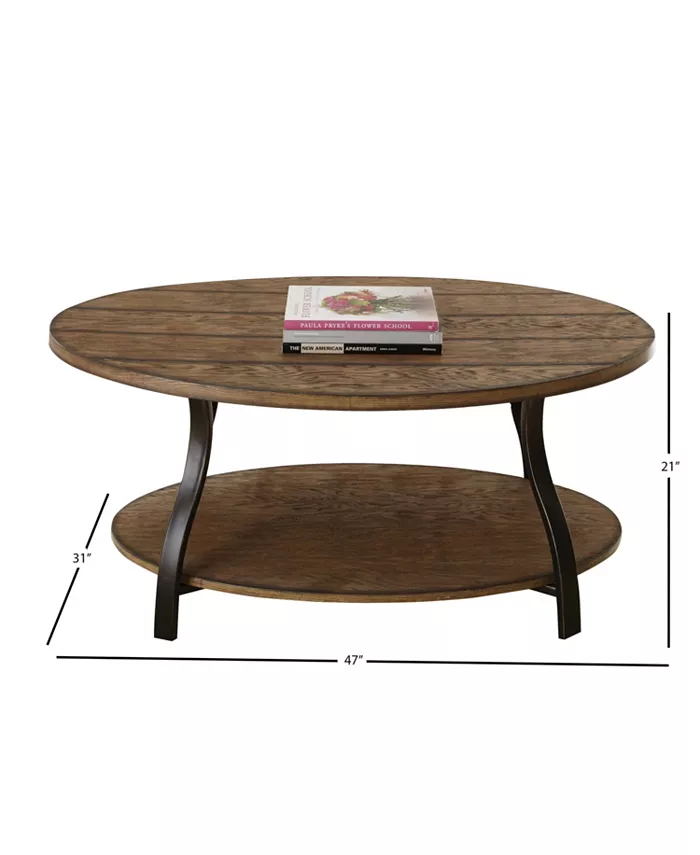 Steve Silver Denise 47 Oval Wood and Metal Cocktail Table