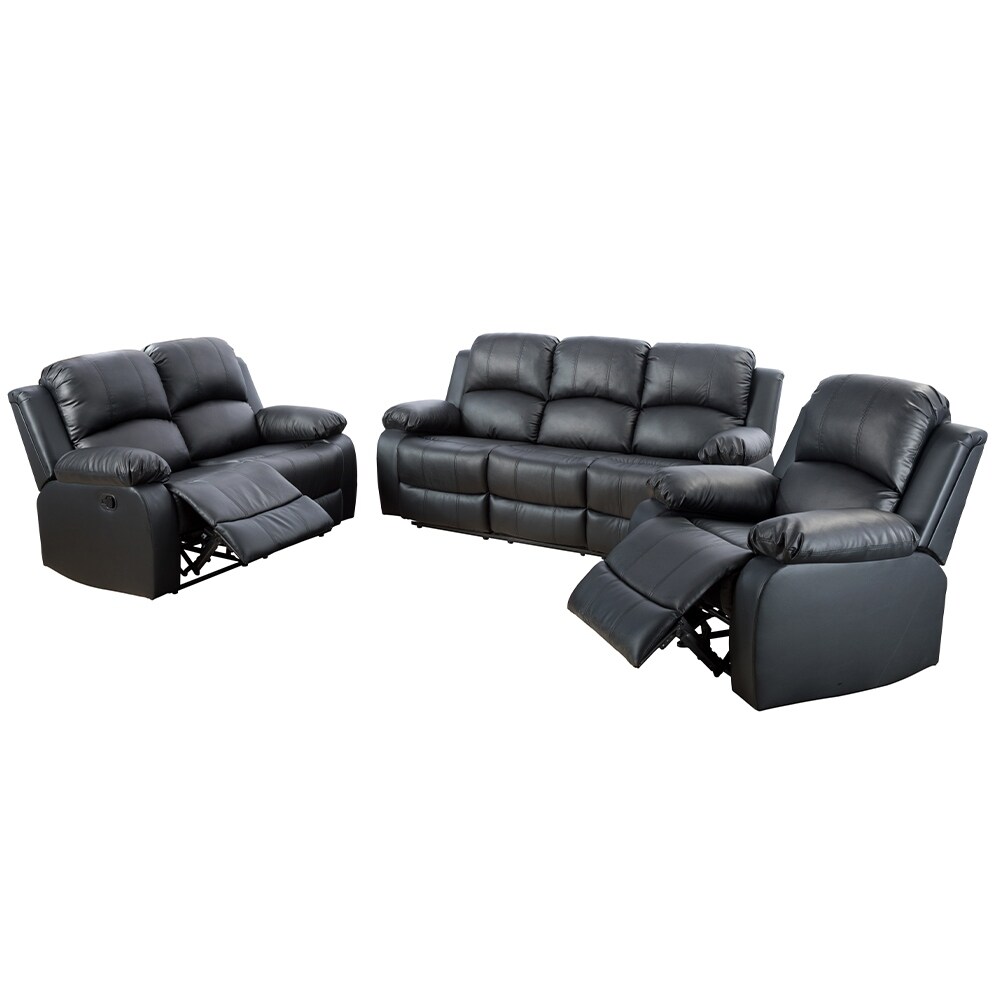 Star Home Living 3 pc Black Faux Leather Reclining Living Room Set