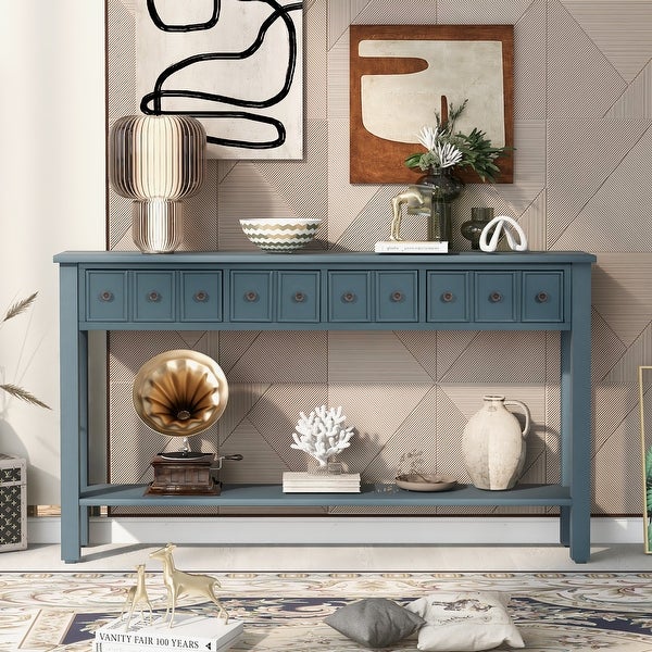 Nestfair Entryway Console Table with Drawers and Bottom Shelf