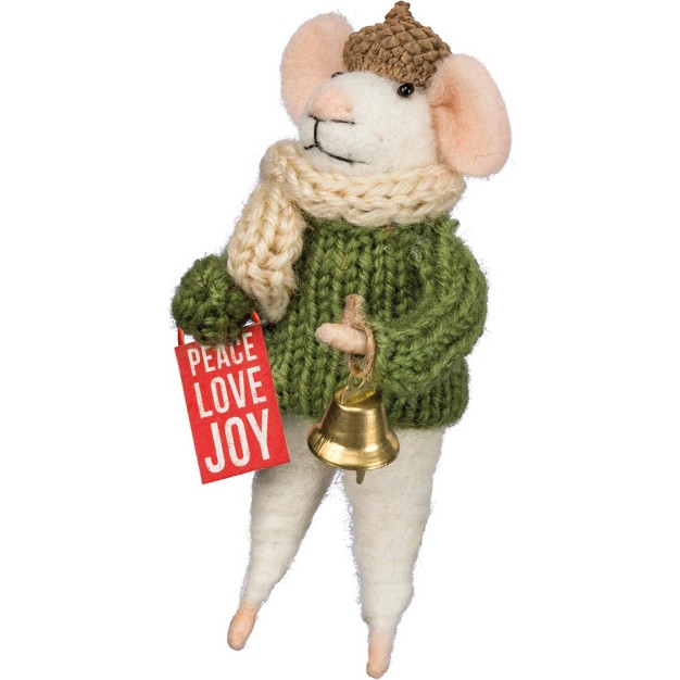 Primitives By Kathy Peace Love Joy Mouse Critter Ornament Shelf Decor