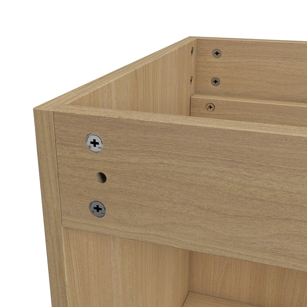 Plywood Wall Mounted Bathroom Vanity Set in Light Oak with Integrated Ceramic Sink