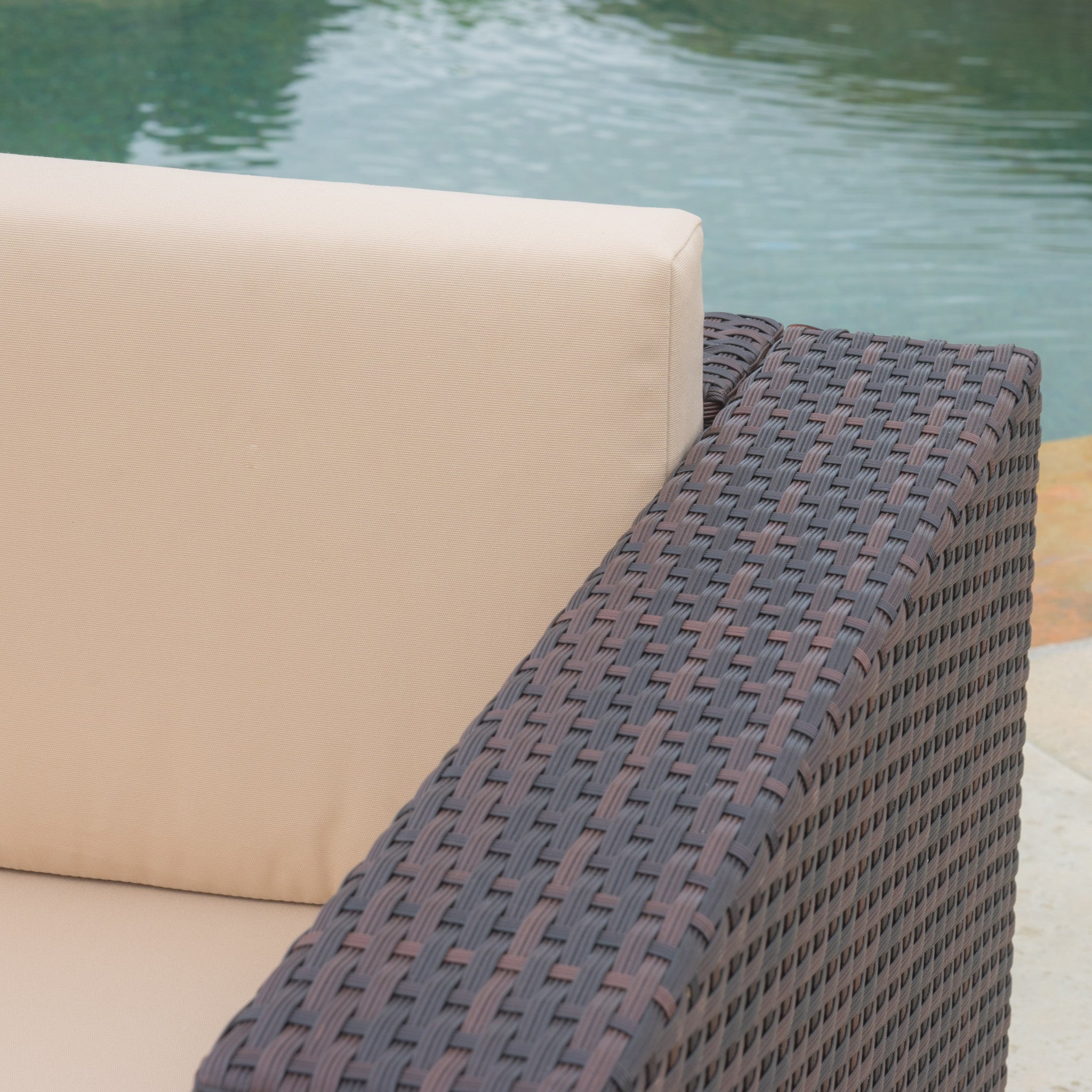 Westlake Outdoor Brown PE Wicker Loveseat & Ottoman Set