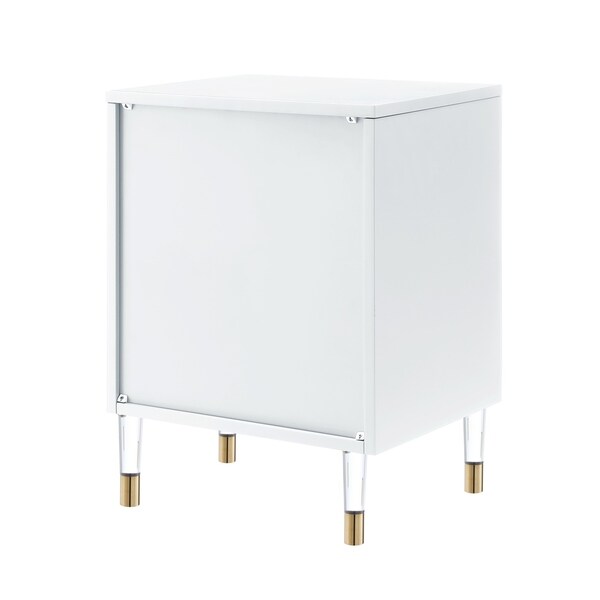 Nicole Miller  High Gloss 1-drawer Nightstand with Acrylic Legs - - 28416408