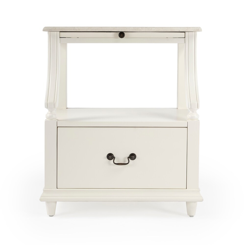 Mabel Genuine Marble and Wood 1 Drawer Nightstand