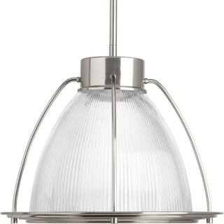 Progress Lighting 1-Light Brushed Nickel LED Pendant with Clear Prismatic Glass Shade P5143-0930K9