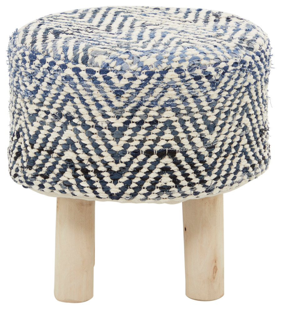 Blue Wood Bohemian Stool  16 quotx 16 quotx 17 quot562081   Transitional   Footstools And Ottomans   by Brimfield  ampMay  Houzz