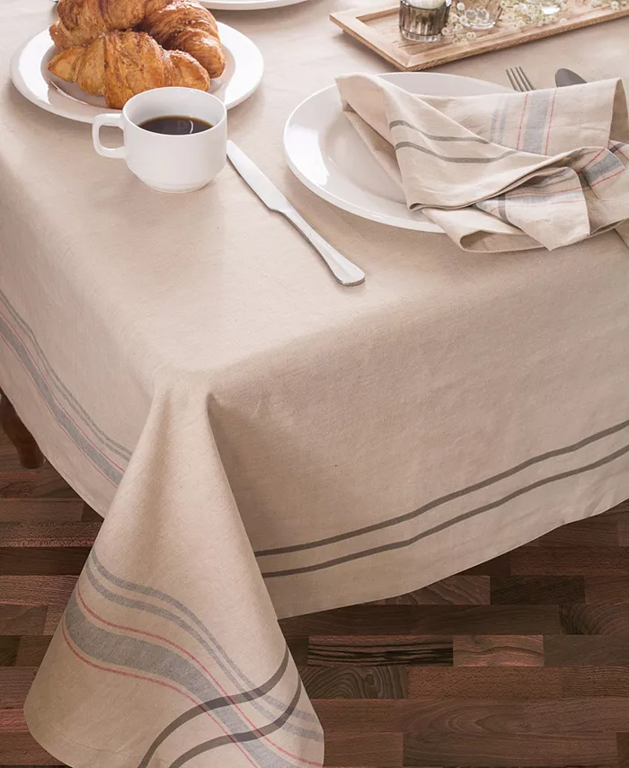 Design Imports Chambray French Stripe Tablecloth 60 x 84