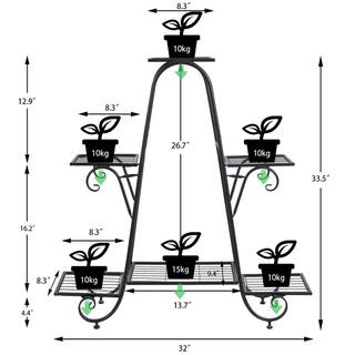 AESOME 33.5 in. Plant Stand Tall Flower Pot Holder 6-Tier Storage Display Planter Shelf for Patio Yard Garden Deck HJ469