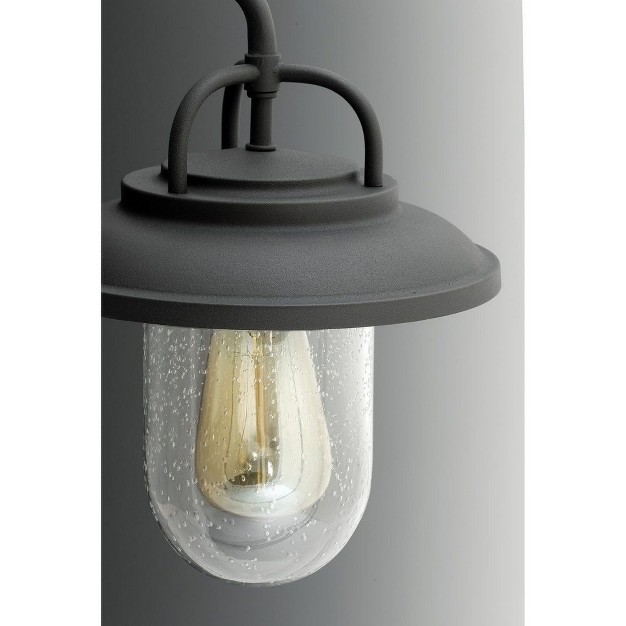 Progress Lighting Beaufort 1 light Medium Wall Lantern Steel Black Finish Seeded Glass Shade Wet Rated