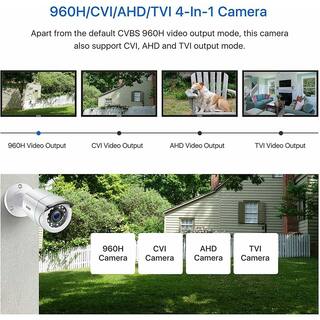 ZOSI Wired 1080p Outdoor Home Security Camera 4 in 1 Compatible for 1080p720p TVICVIAHDCVBS DVR 1AC-1062C-WS-A2