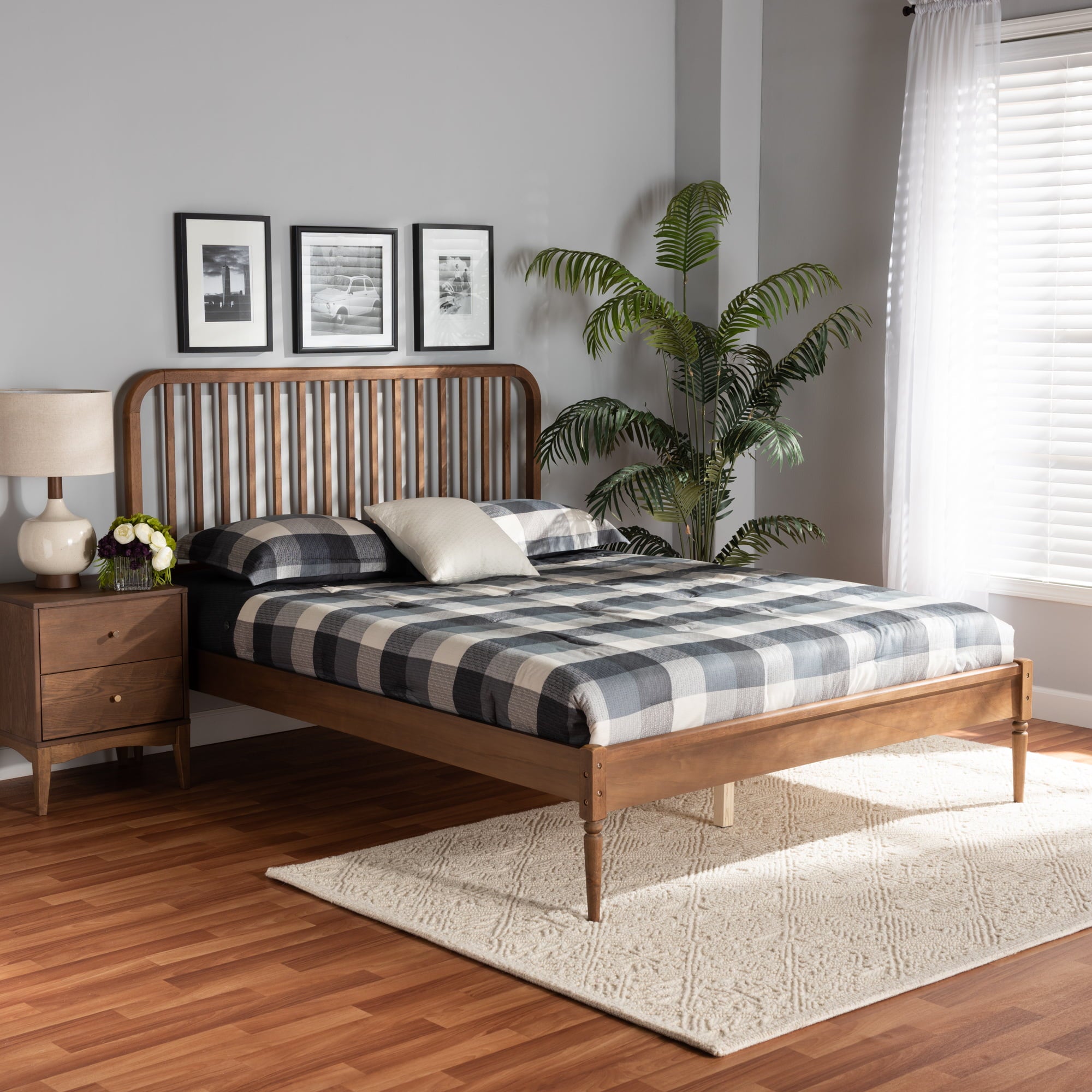 Baxton Studio Neilan Modern and Contemporary Walnut Brown Finished Wood Queen Size Platform Bed