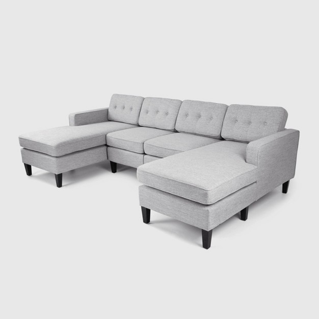 4pc Crowningshield Contemporary Chaise Sectional Light Gray Christopher Knight Home