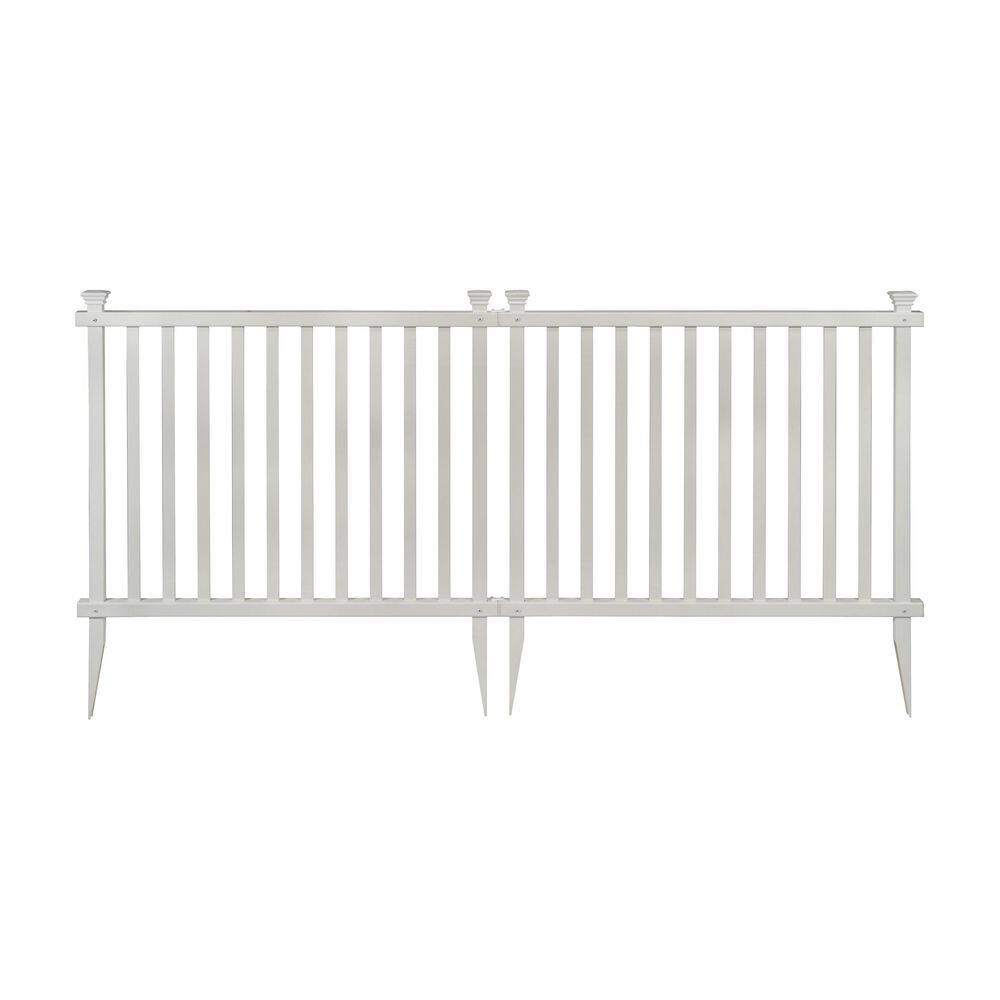 Zippity Outdoor Products 3 ft. H x 3.5 ft. W Baskenridge No-Dig Vinyl Garden Picket Fence Panel Kit (2-Pack) ZP19037