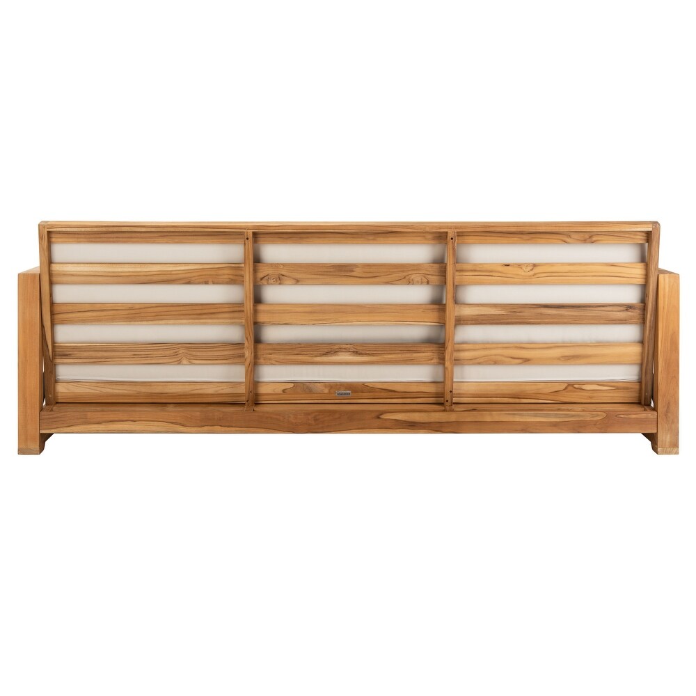 SAFAVIEH Couture Curacao Outdoor Teak 3 Seat Sofa