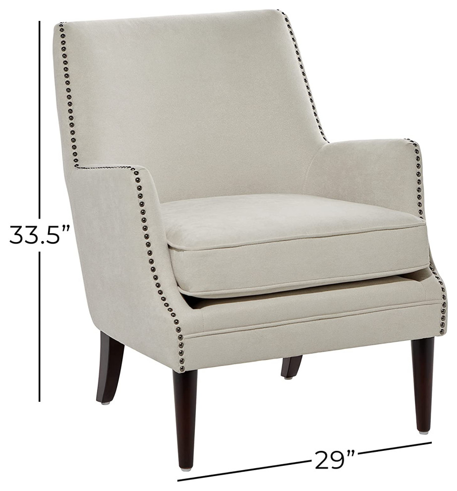 Contemporary Accent Chair  Padded Cushioned Seat With Bronze Nailhead   Contemporary   Armchairs And Accent Chairs   by Decor Love  Houzz