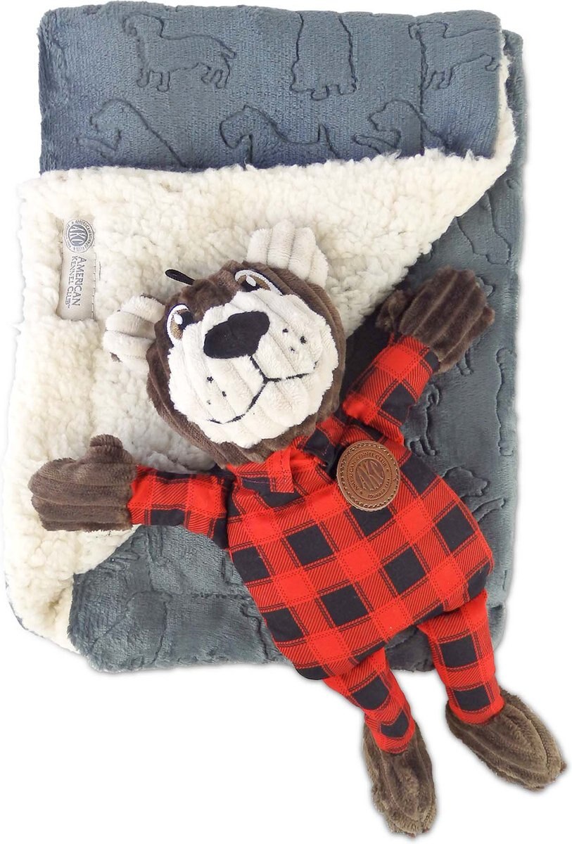 American Kennel Club Dog Blanket and Plush Bear Set