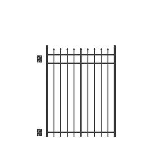 Barrette Outdoor Living Cascade Standard-Duty 4 ft. W x 5 ft. H Black Aluminum Straight Pre-Assembled Fence Gate 73009371