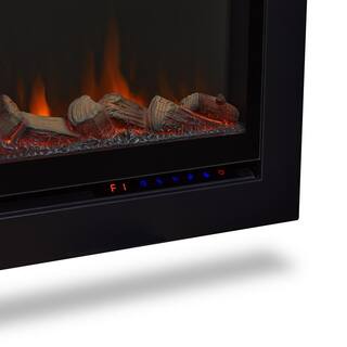 Real Flame 65 in. Wall-Mount Recessed Electric Fireplace Insert in Black 5560