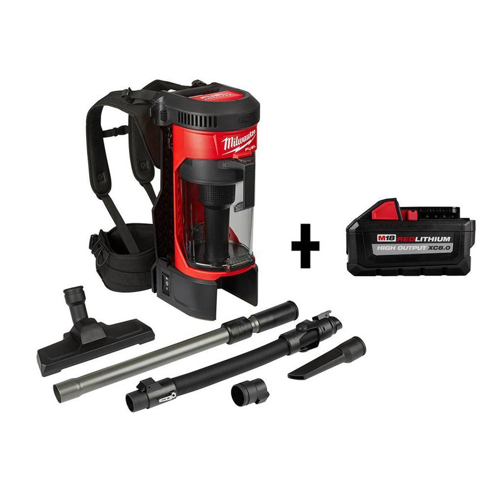 MW M18 FUEL 18-Volt Lithium-Ion Brushless 1 Gal. Cordless 3-in-1 Backpack Vacuum with HIGH OUTPUT XC 8.0 Ah Battery 0885-20-48-11-1880