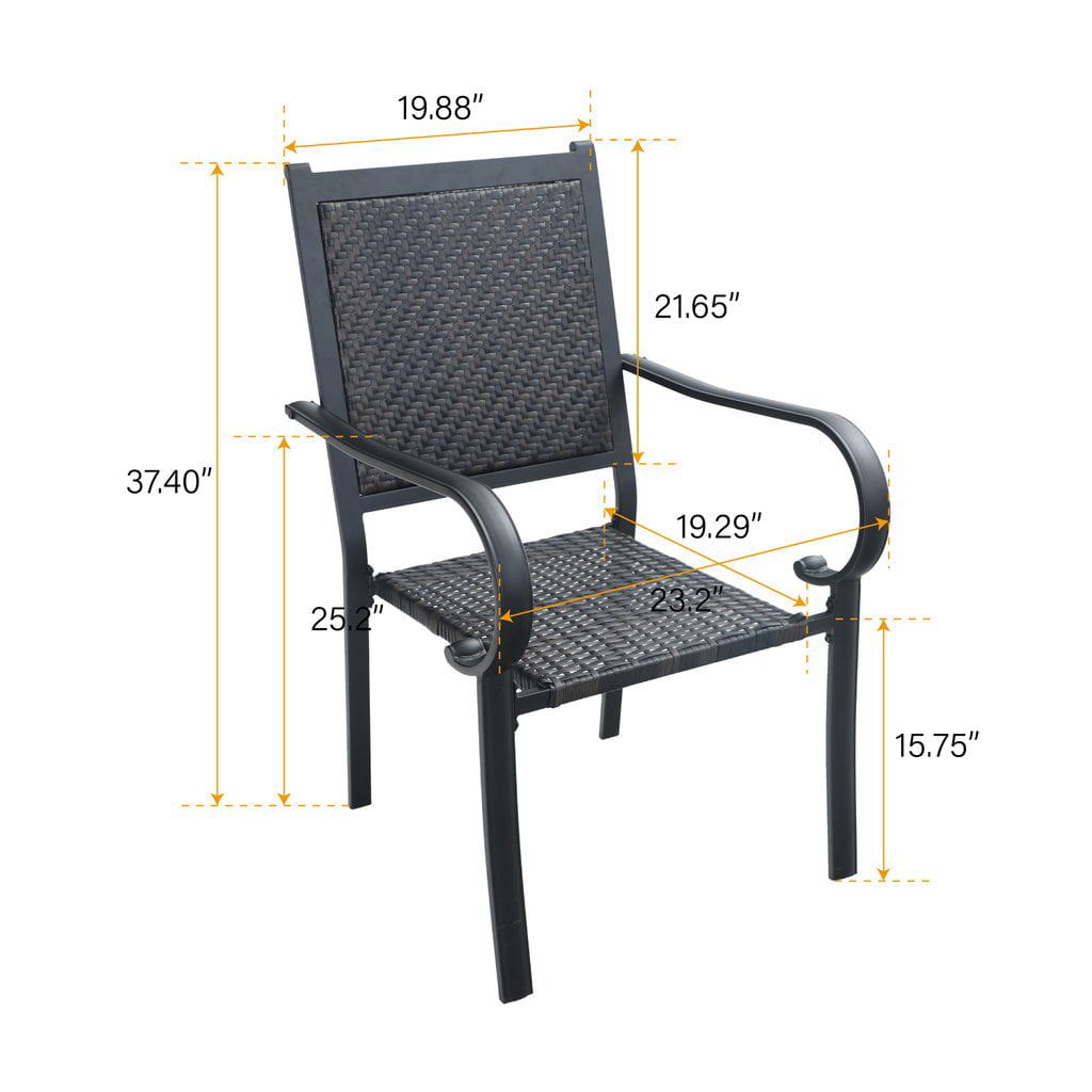 MF Studio 5 Pieces Outdoor Patio Dinning Set, Steel Square Table with Umbrella Hole & 4 Cushioned Rattan Wicker Chairs for Patio, Deck, Porch