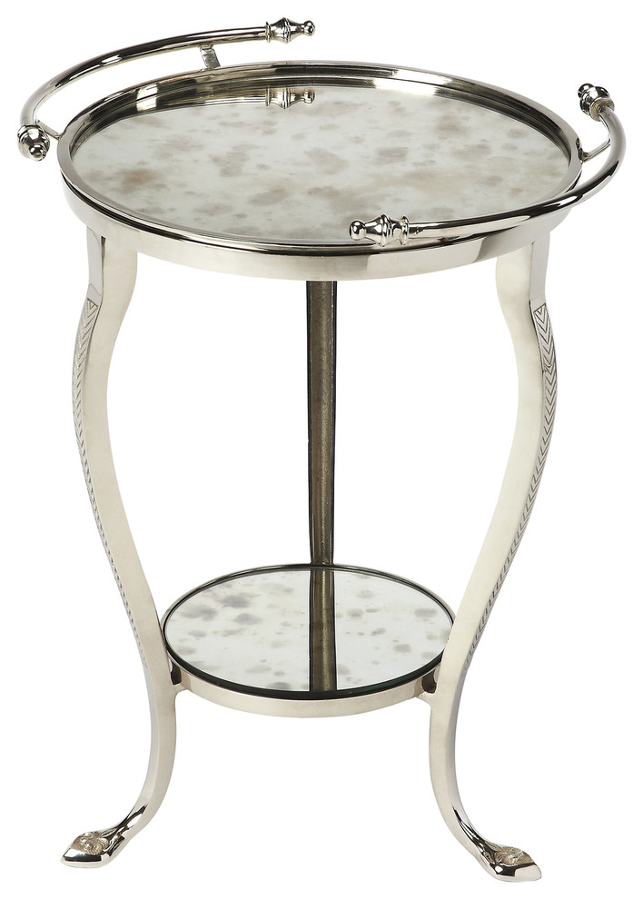 Butler Viola Metal  ampMirror End Table   Traditional   Side Tables And End Tables   by HedgeApple  Houzz