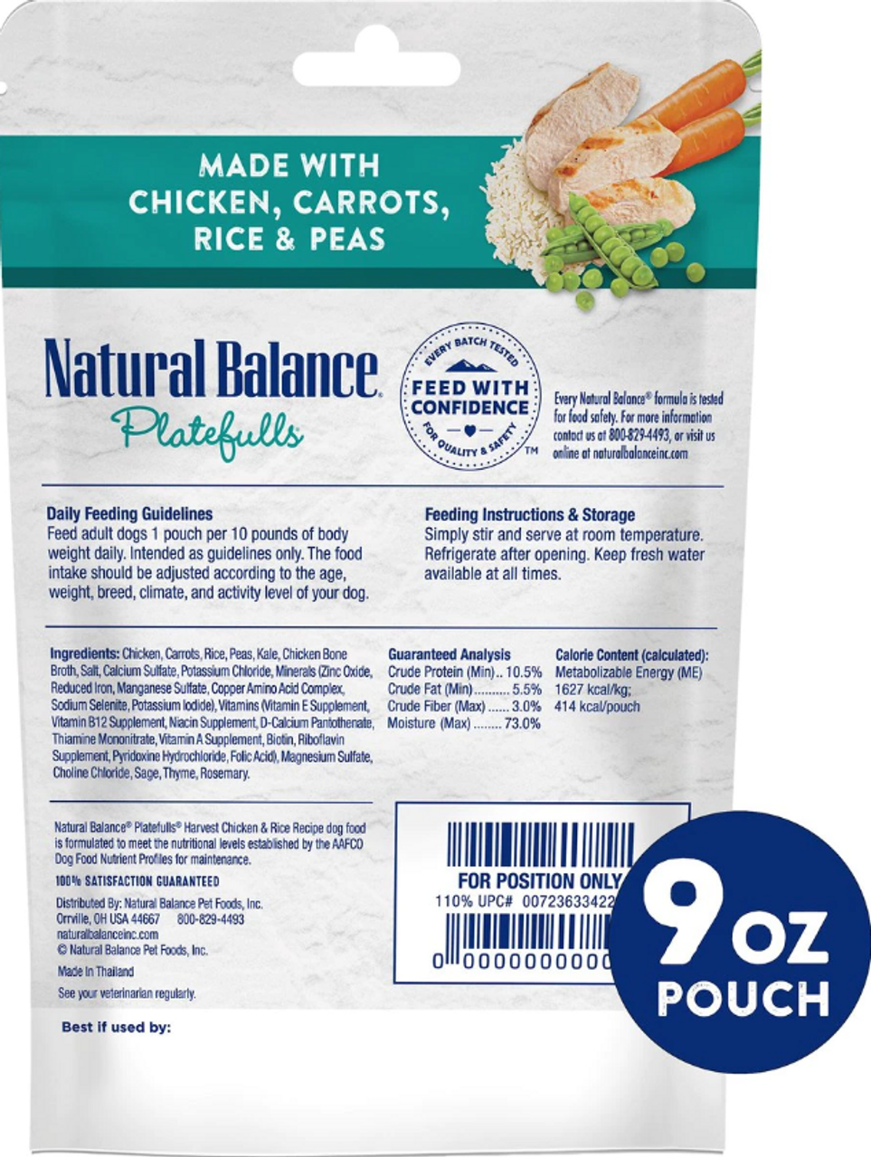 Natural Balance Platefulls Chicken and Rice Wet Dog Food， 9oz