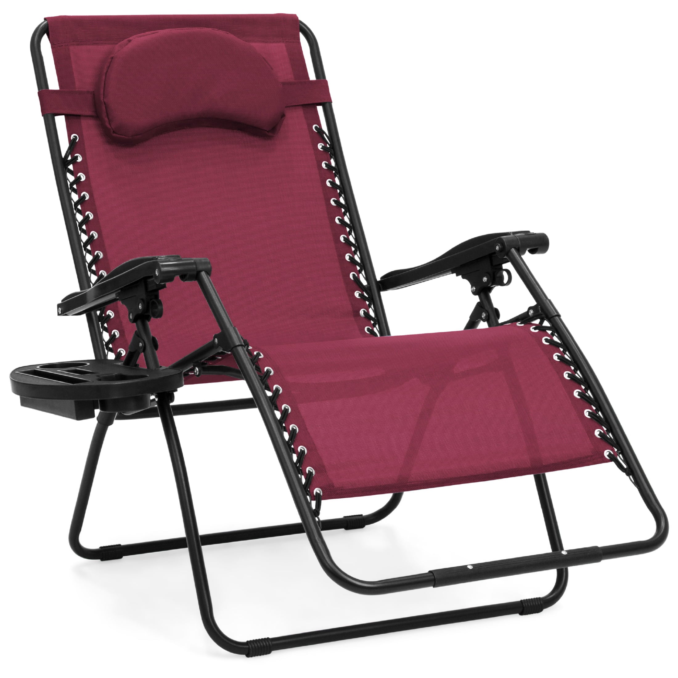 Best Choice Products Oversized Zero Gravity Chair, Folding Outdoor Patio Lounge Recliner w/ Cup Holder - Burgundy