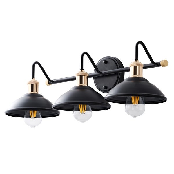 Black and Gold 3-Light Classic Dimmable Bowl Shape Vanity Lamp