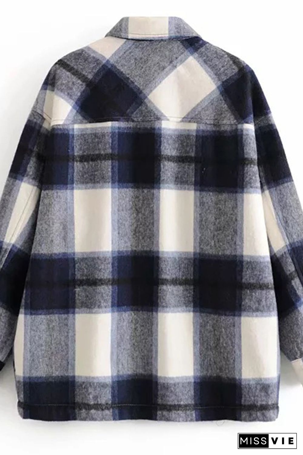 Plaid Button Down Pocketed Shacket Jackets Women Wholesale