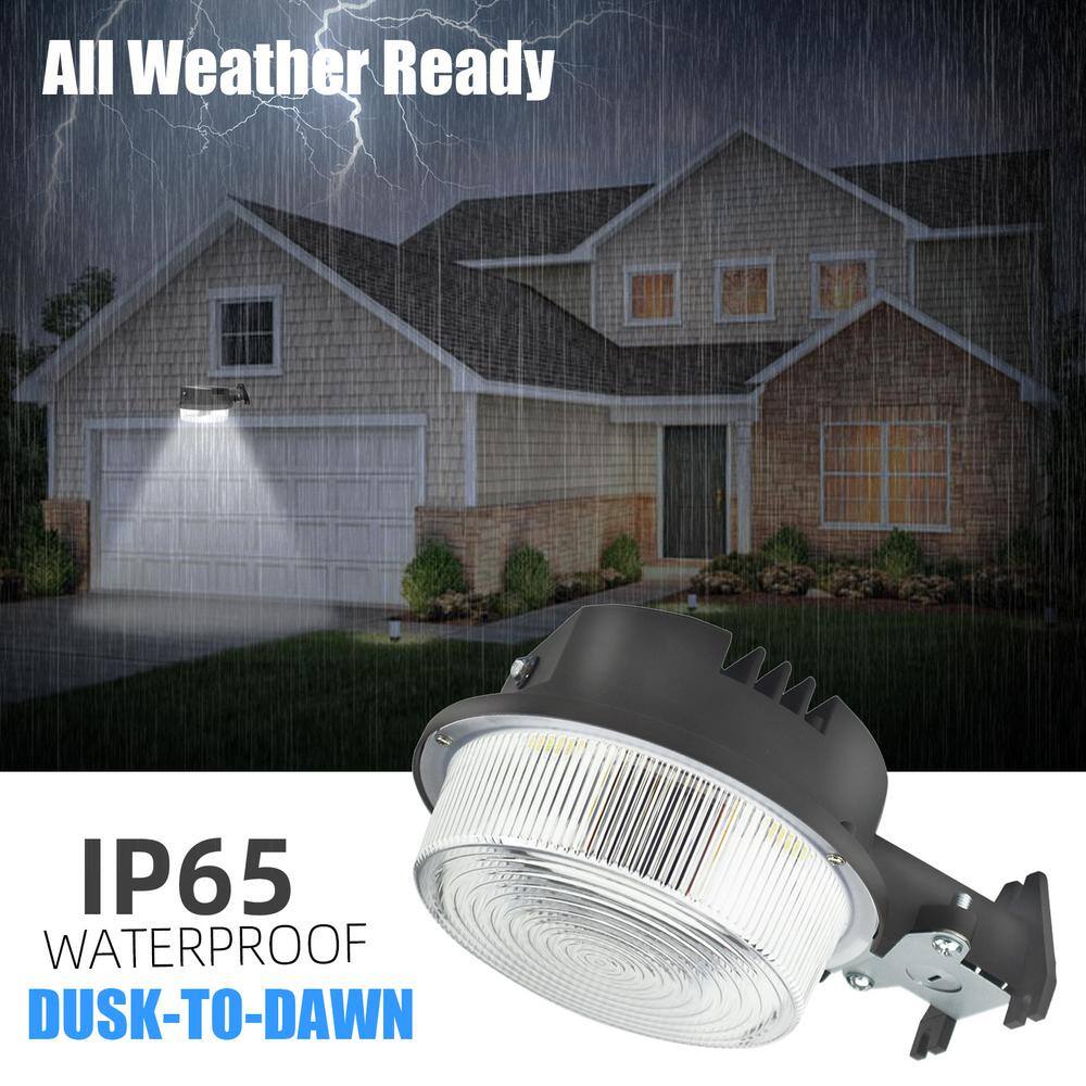 WYZM 500- Watt Equivalent Integrated LED Black 7800 Lumens Dusk to Dawn Outdoor Area Light Flood Light 5500K White Yard -75W-B