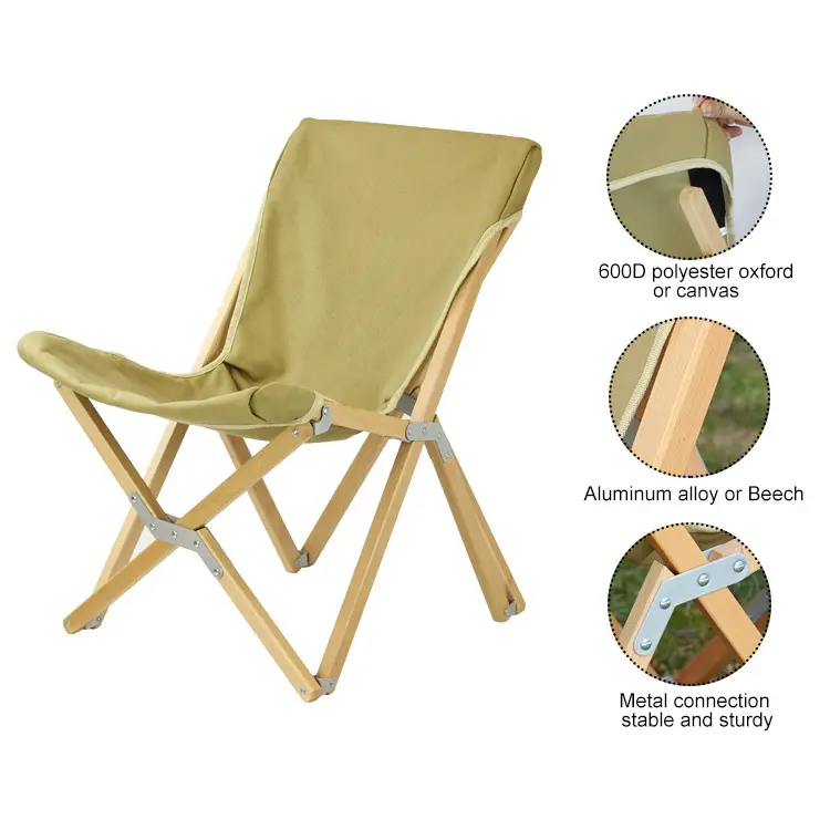 Beach Chair Outdoor Travel Folding Beech Chair Waterproof Fishing Wood Lounge Wooden Chair Modern