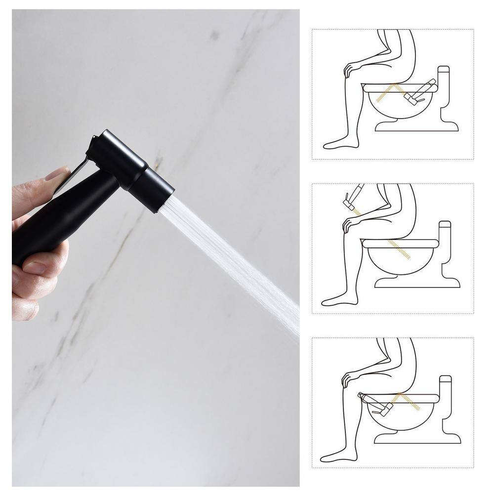 Amucolo Non-Electric Bidet Sprayer for Toilet Handheld Cloth Bidet Attachment Diaper Sprayer in. Matte Black YeaD-CYD0-6GJ