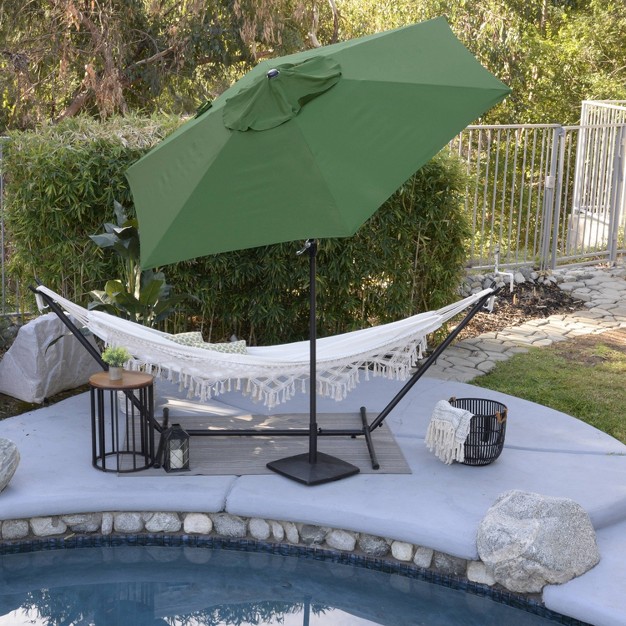 9 x27 X 9 x27 Steel Market Polyester Patio Umbrella With Crank Lift And Push button Tilt Hunter Green Astella