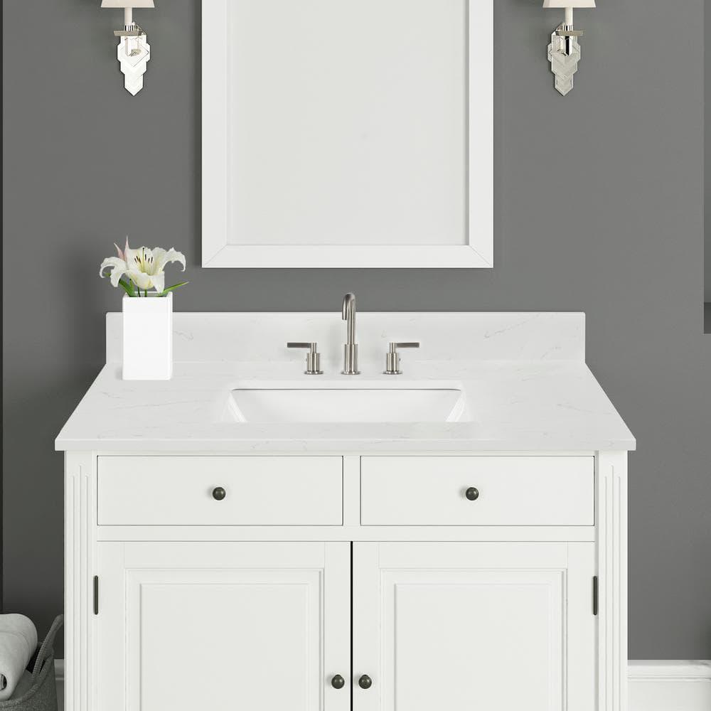 Home Decorators Collection 31 in W x 22 in D x 075 in H Quartz Vanity Top in Carrara White with White Basin