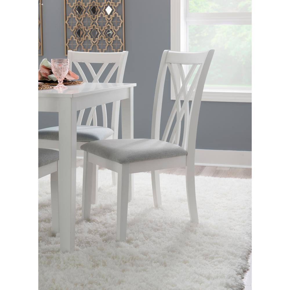 Powell Company Peterson White Rectangular 7-Piece Dining Set with Grey Woven Seats HD1144D19