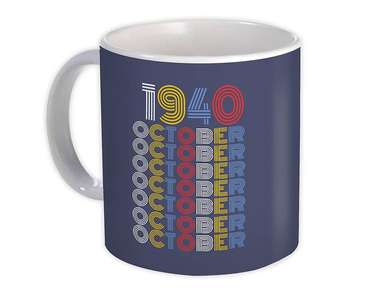 Gift Mug: 1940 October Colorful Retro Birthday Age