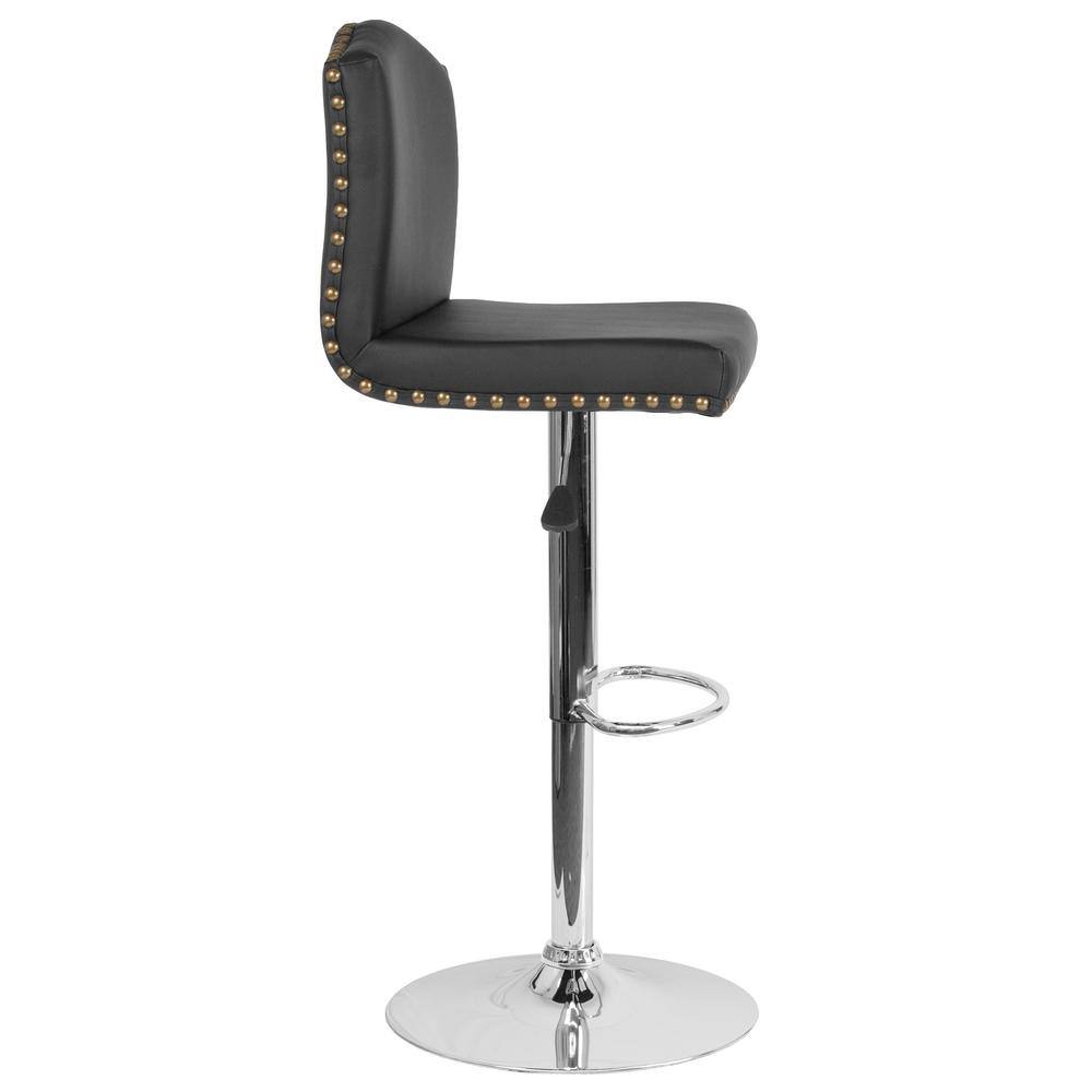 Carnegy Avenue 32.5 in. Adjustable Height Black Leather Bar Stool CGA-DS-231710-BL-HD