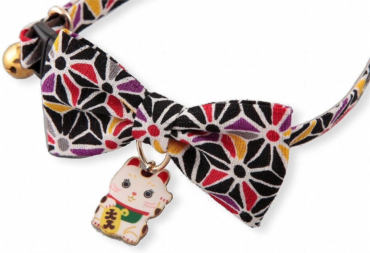 Necoichi Lucky Charm Bow Tie Cotton Breakaway Cat Collar with Bell