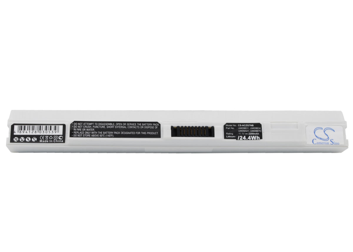 Acer Aspire One 531 Aspire One 751 A White 2200mAh Replacement Battery BatteryClerkcom Laptop and Notebook